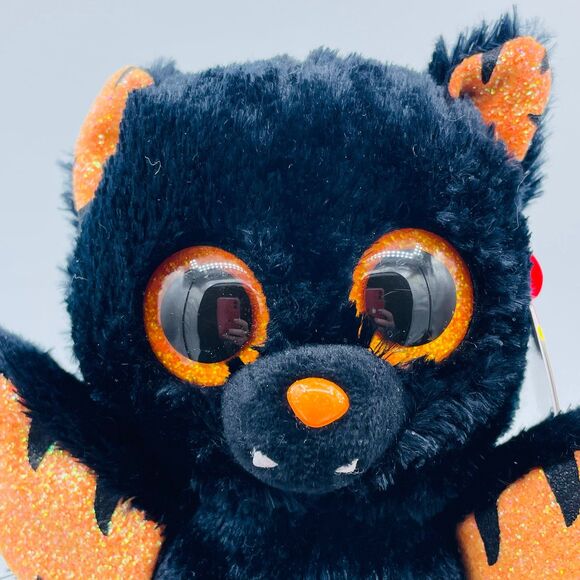 Ty Beanie Boo Halloween Black & Orange Bat Mortimer Stitched Wings - Picture 3 of 7